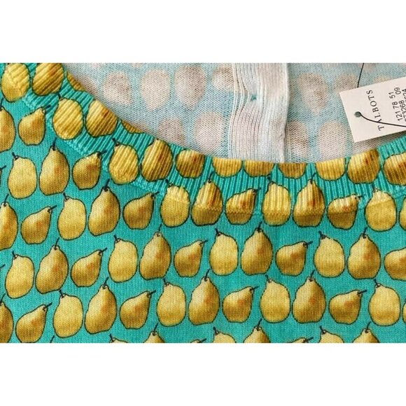 Talbots Colorful Pear Fruit Pattern Button Back 3/4 Sleeves Sweater Cardigan M - Picture 4 of 7